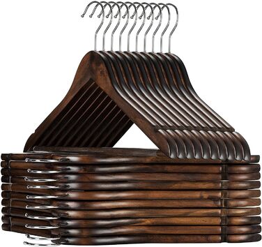 Вішак для одягу Evolluxi Lotus з масиву горіха, для сорочок та жакетів, обертовий гачок 360 градусів, ретро стиль (12 шт.)