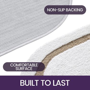 DEXI Non-Slip Bath Mat - Absorbent, Washable Bathroom Rug - 61 x 110 cm - Beige