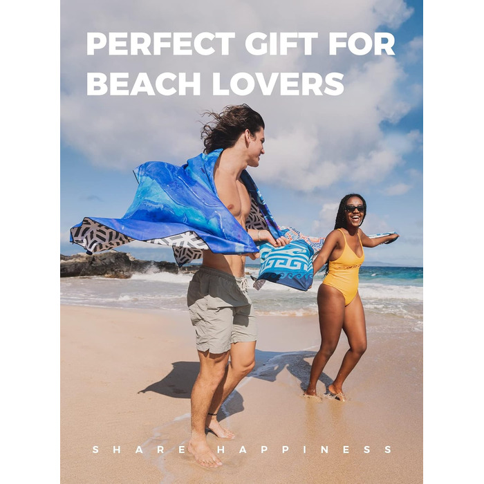 OCOOPA Microfiber Beach Towel, Quick-Drying, Large 200x145 cm, Super Absorbent, Sand-Free Beach and Swimming Towels for Men and Women
