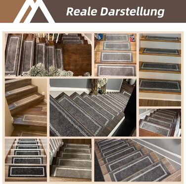 Килимок для сходин COSY HOMEER 70x22 см (15 шт.), самоклеючий, антиковзкий, для дому, машинного прання, 100% поліестер, TPE-підкладка (Коричневий, 4 шт.)