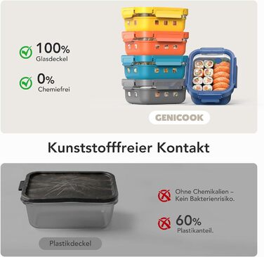 Скляні контейнери для зберігання їжі з кришками (набір) – Meal Prep, мікрохвильова піч, холодильник, посудомийна машина. Прозорі банки для кухні, офісу, сім'ї