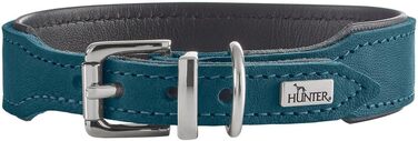 Нашийник для собак HUNTER Malta: м'яка шкіра повного зерна, преміум-якість, ручна робота, Made in Germany, розмір 37, petrol