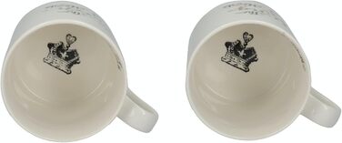 V&A Alice in Wonderland Mug Set in Gift Box, King and Queen of Hearts, Fine Porcelain, 350 ml, 2 Pieces, White/Black/Gold C00047