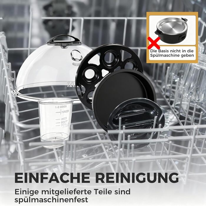 Електричний яйцеварка YASHE на 7 яєць: для твердих, середніх та м'яких яєць. З підставкою для яєць та акустичним сигналом