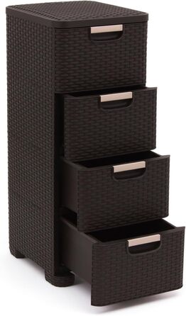 CURVER комод з 4 шухлядами STYLE, темно-коричневий, плетений, пластик, 33x38x79 см