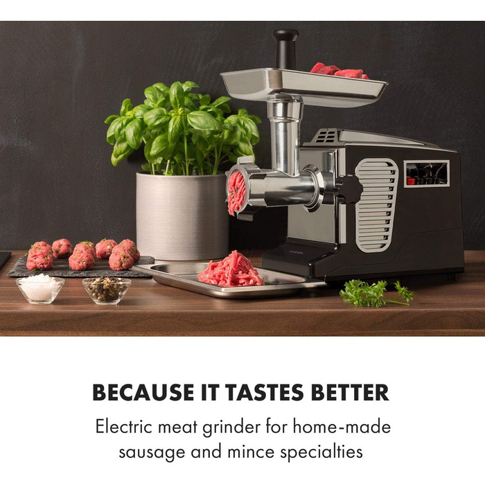 Klarstein Kraftprotz 700W Electric Meat Grinder - Copper Motor, 2 Speed & Reverse, Aluminum Housing, Stainless Steel Blades