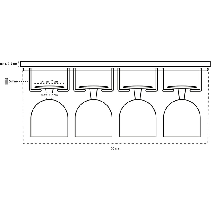 Підвіска для склянок WENKO - тримач для 12 склянок, хром, 34 x 8 x 25 см