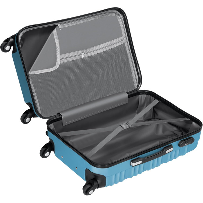 Набір валіз Zelsius 4 шт. рожевий колір | ABS, з кодовим замком, 4 колеса, внутрішня перегородка | Ручна валіза, набір валіз, Trolley, велика валіза (сталево-блакитний)