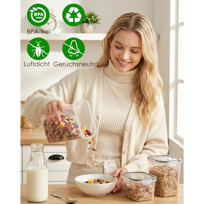 Контейнери для зберігання продуктів Radikor, 24 шт., герметичні, штабельовані, без BPA, для кухні (борошно, крупи, макарони)