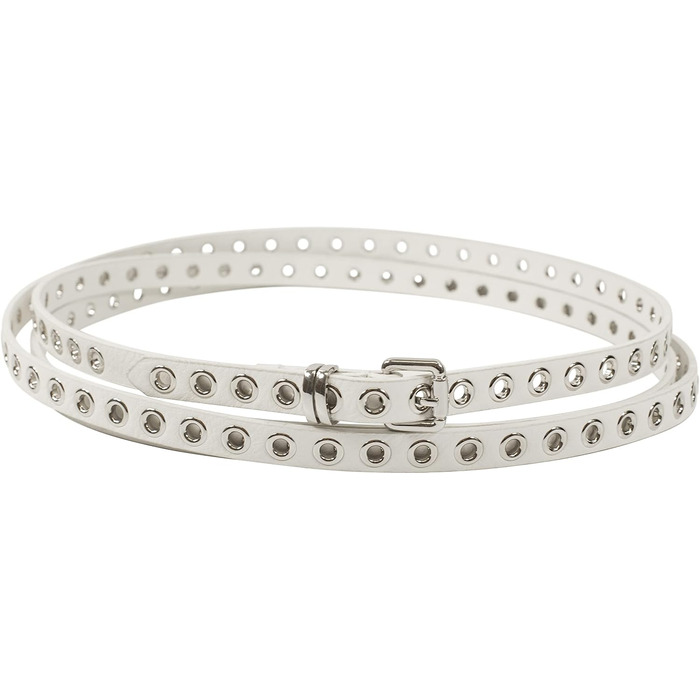 Жіночий пояс-скрутка з декоративними пірсингом та срібною застібкою, ширина 1,5 см (білий)