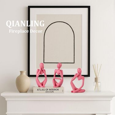 Набір керамічних ваз – 3 шт. Вази в стилі фермерського дому, декор для дому, вітальні, столу, каміну та входу (Рожевий)