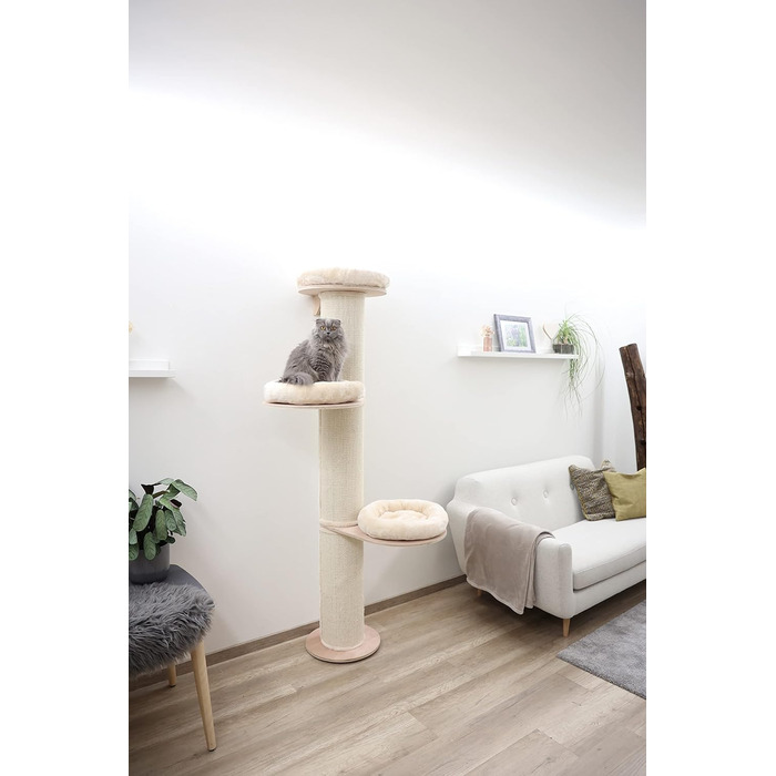 Kerbl Scratching Post Dolomit Tower (Beige, 187 cm height, 22 cm diameter, sisal carpet on the pillars) 81638