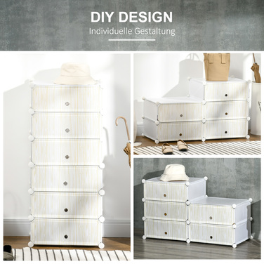 HOMCOM Shoe Rack Plastic Shelf for 6 Pairs of Shoes Shoe Box for Entryway DIY Stackable Shelf Shoe Storage White 49 x 36.5 x 108 cm | Aosom