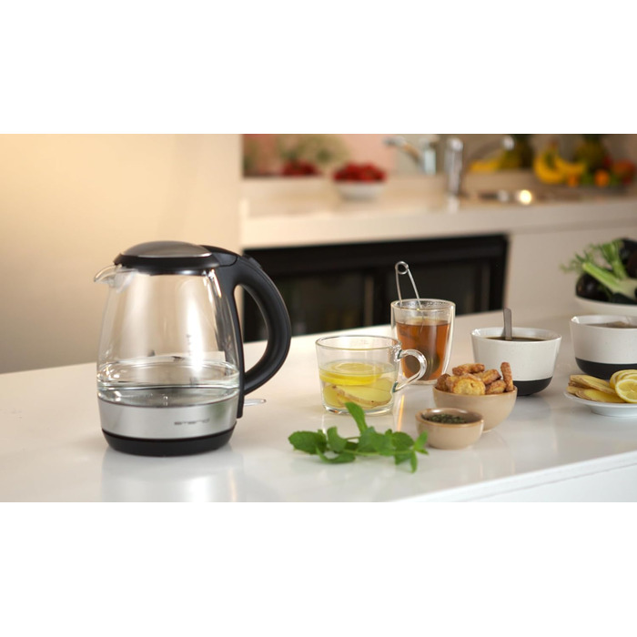 Електричний чайник EMERIO з об'ємом 1.7 л, 2200 Вт, синя LED-підсвітка, 360° підставка, скло Borosilikat, без BPA, WK-119988.7