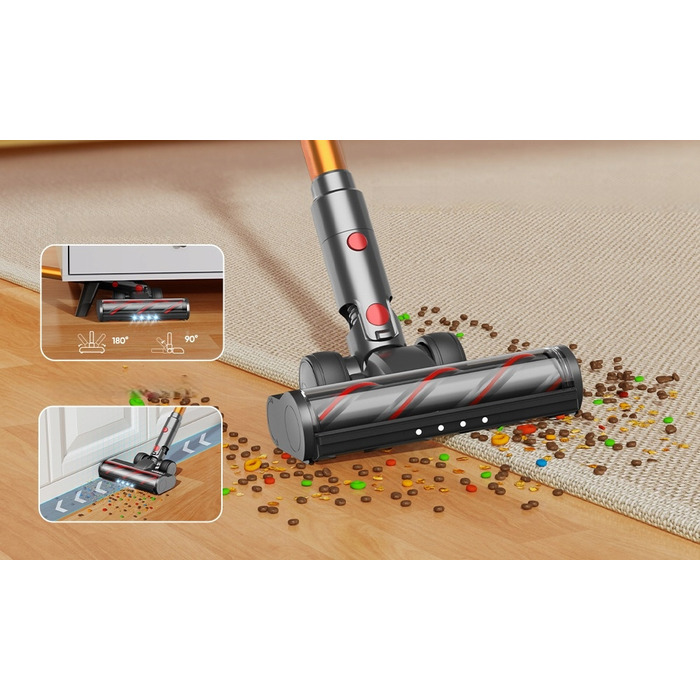 Вертикальний пилосос Laresar V7, жовтий/золотий