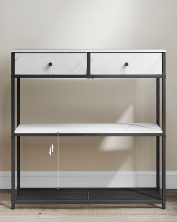 Консольний столик VASAGLE біло-чорний, 2 шухляди та 2 полиці, 76 x 24 x 80 см