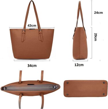 Сумка жіноча David Jones Shopper - велика сумка-шопер з екошкіри для офісу, університету, покупок, подорожей. Cognac Braun