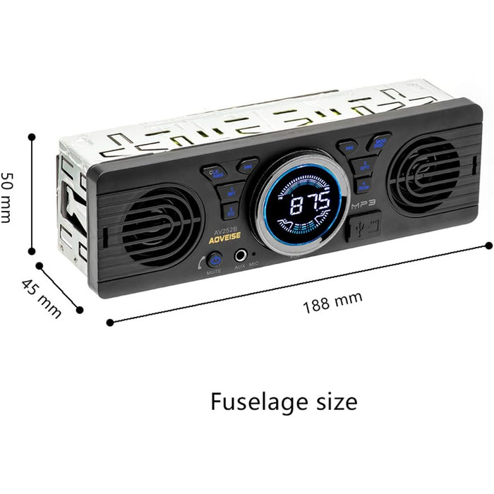 Автомобільна магнітола BOOMBOOST AV252 12В з Bluetooth, MP3, SD-карткою та вбудованими динаміками