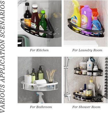 Поличка для душу JUVEL без свердління, кутова, 2 шт. Матова поверхня, захист від іржі, органайзер для душу, кухні, ванної кімнати. Легка установка (Чорний)