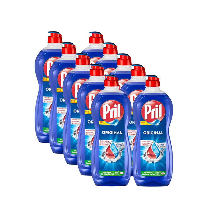 Засіб для миття посуду PRIL Original, висока розчинна здатність жиру, для холодної води, 675 мл (набір 8 шт)