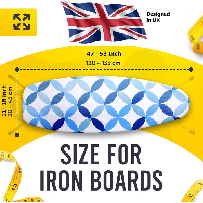 Чохол та подушка для прасувальної дошки, стандарт та велика, синій, преміум якість