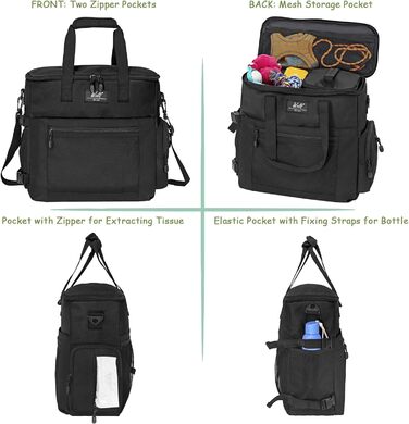 Сумка для собак Wolt: переносна сумка для подорожей з набором мисок та контейнерами (чорна)