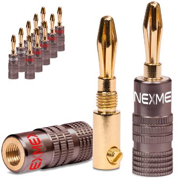 NEXMEX Бананові роз'єми 4 мм (12 шт.) позолочені 24K для акустичних кабелів Hi-Fi - набір конекторів