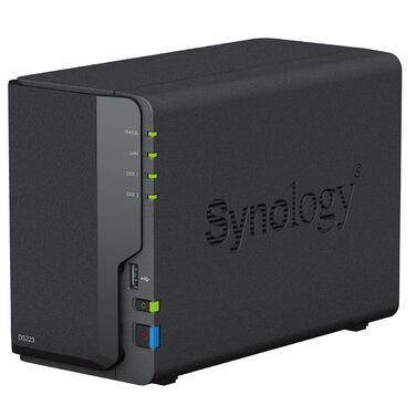 Synology DS223 - 2-Bay NAS DiskStation, Чорний, 2 ГБ RAM, 1x RJ-45 LAN, Realtek RTD1619B, 0TB