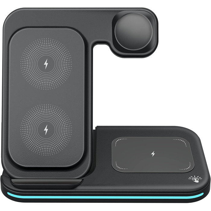 MMOBIEL Бездротова зарядка 3-в-1 для iPhone, Apple Watch та AirPods - 15W швидка індуктивна зарядка - Чорний колір