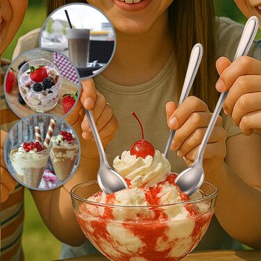 Набір барних ложок COM-FOUR® з нержавіючої сталі (12 шт.) - 20 см, для коктейлів, лате макіато, десертів