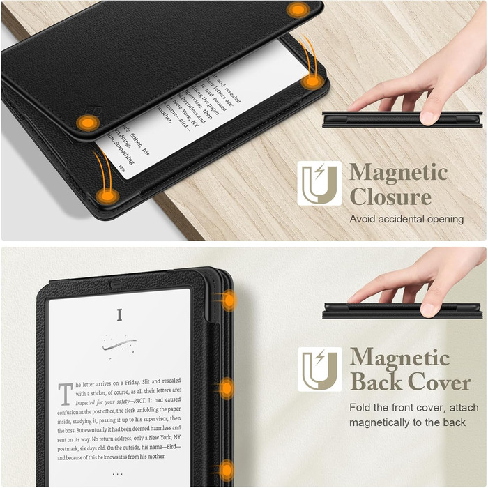 Чохол Fintie для Kindle Paperwhite 12-го покоління (2024/2025) та Kindle Colorsoft/Signature Edition, з підставкою, петлею та авто-сном, чорний