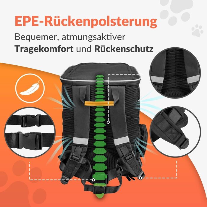 Рюкзак для тварин до 20 кг, регульовані ремені, складаний, короткий поводок, чорний. Ідеально для собак та котів