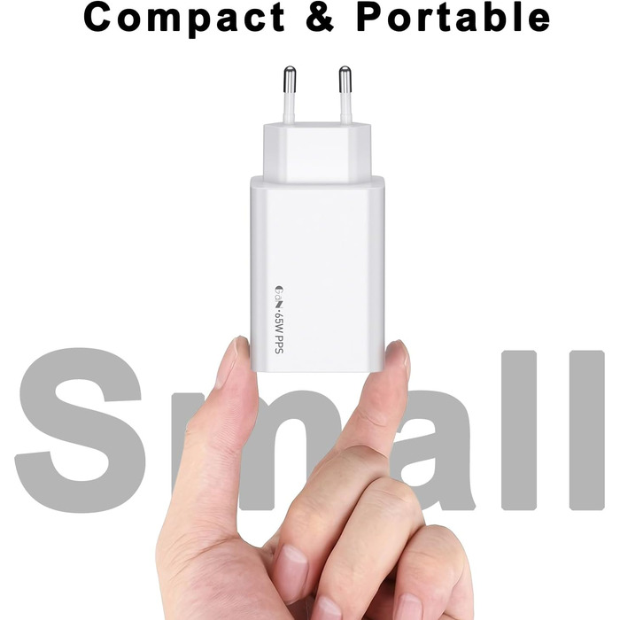 Зарядний пристрій USB-C 50W, 5 портів: 2 USB-C та 3 USB-A, Power Delivery 3.0, швидка зарядка для iPhone, Samsung, телефонів, планшетів - Бежевий