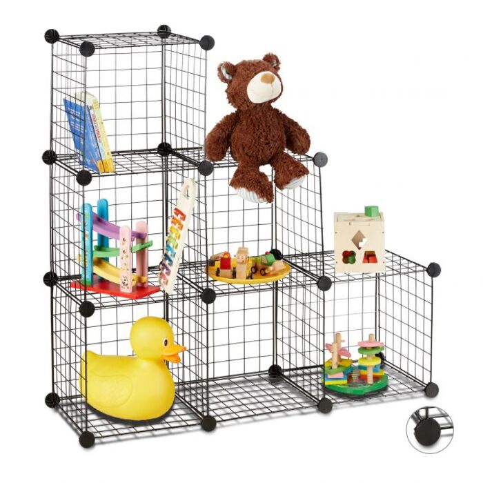 Relaxdays Wire Grid Shelf System with 6 Compartments