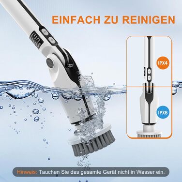 Electric Cleaning Brush, 8 in 1 Electric Spin Scrubber with Interchangeable Drill Brush Heads, Bathtub and Floor Tile Mop Set, Electric Cleaning Brush with Adjustable Handle for Bathroom Kitchen Car Floor