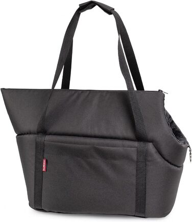 Сумка-переноска для собак та котів | Сумка на плече для тварин з гумкою та карабіном | до 15 кг | Матеріал: еко-замша (Velvet) | Розмір: L (42 x 29 x 33 см) | Чорний колір