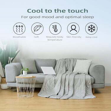 Охолоджуюча літня ковдра Laneetal Arc-Chill 150x200 см, світло-сіра - самоохолоджуюча ковдра з Arc-Chill волокон для сну, дивана, подорожей