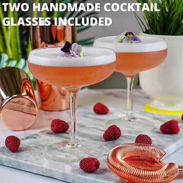 Набір для коктейлів з шейкером та 2 бокали Мартіні, рожеве золото, аксесуари для бармена, подарункова коробка з рецептами