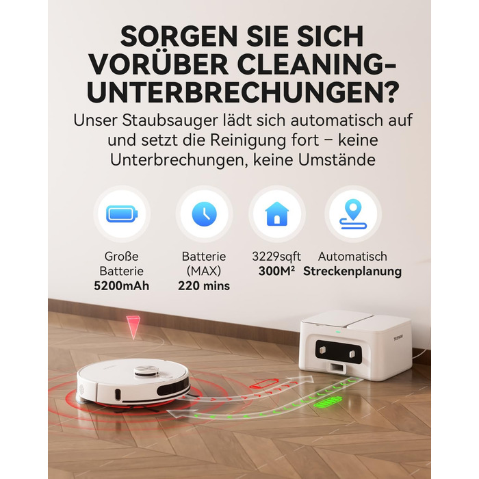 Робот-пилосос Tesvor S8MAX 3-в-1 з функцією миття підлоги, 8000Pa, LiDAR-навігація, 240 хвилин роботи, керування через додаток/Alexa, самостійна вивантаження сміття, 2.5L, для великих приміщень та домогосподарств з тваринами