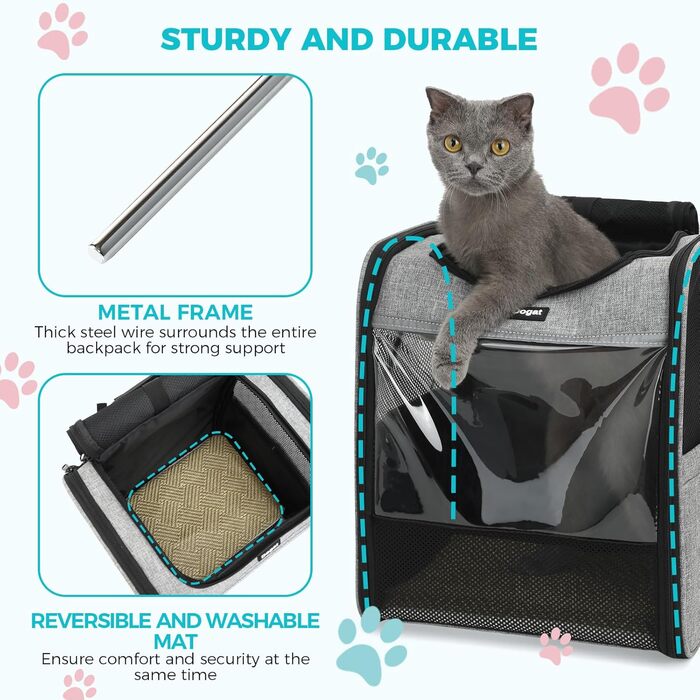 Сумка-переноска для кота/собаки, складана, сіра, з сіткою, повідком, до 8 кг