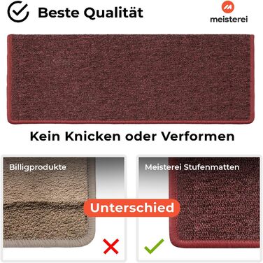 Сходинкові килимки Casa Pura London, 15 шт., 11 кольорів, міцне кріплення, стабільна кутова рейка, винно-червоний (прямокутні)