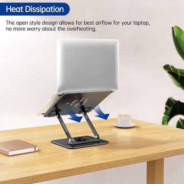 Підставка для ноутбука BESIGN LS11, регульована, 360° обертання, чорна, сумісна з 10-14