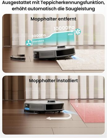 Робот-пилосос LEFANT M1: Мапірування, вологе прибирання, No-Go зони, 5500Pa, керування через додаток/Alexa, білий