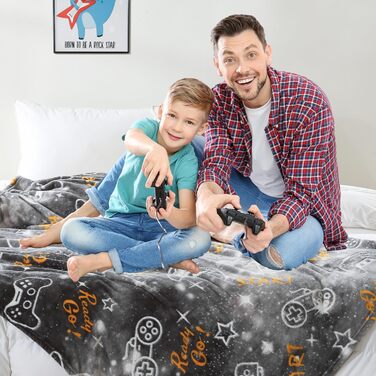 Плед з принтом джойстика SOCHOW, 127 x 150 см, теплий фліс для дітей та дорослих
