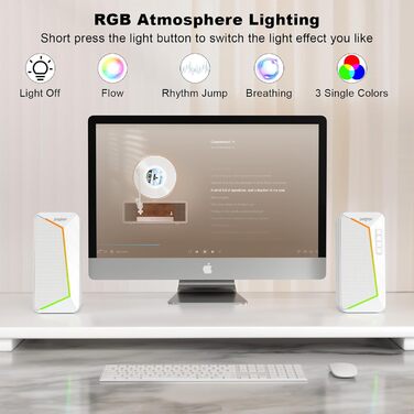 SOULION R40 Комп'ютерні колонки 2.0 USB, Bluetooth 5.3, для ноутбука та планшета (білий)