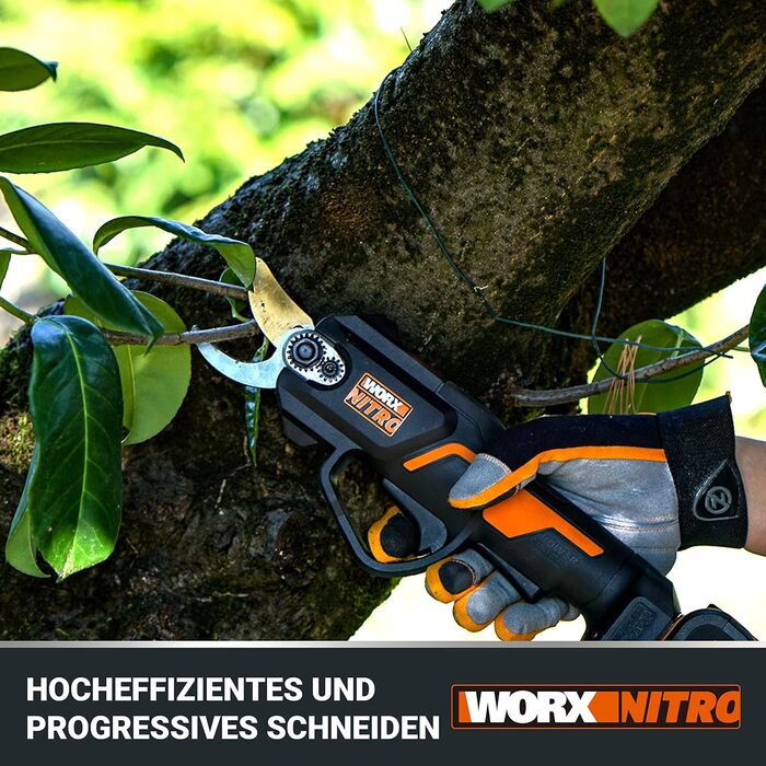Worx NITRO WG330E.9 20V Cordless Hedge Trimmer - Effortless cutting thanks to electric drive, brushless motor, without battery and charger, Black/Orange