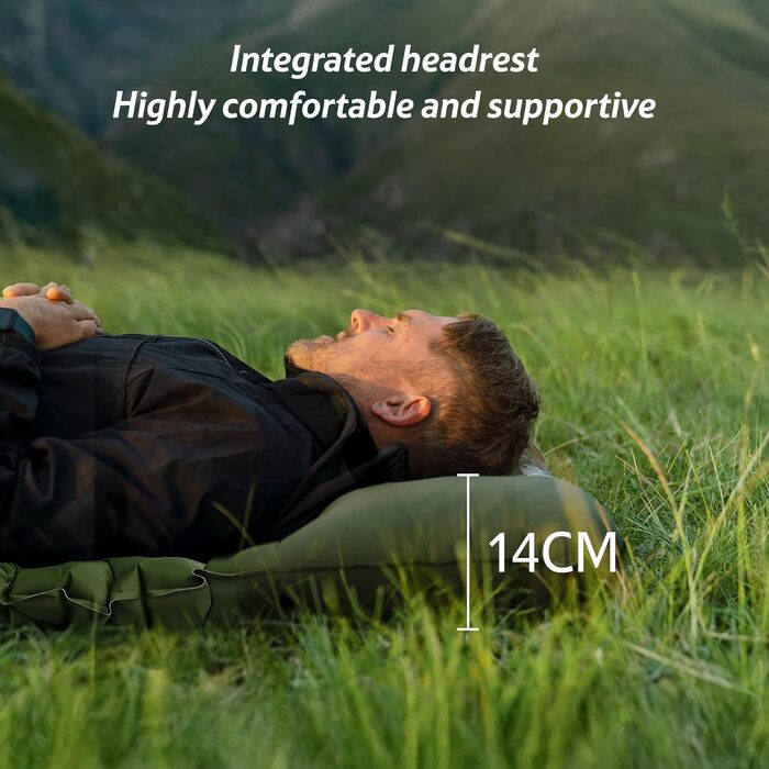 Килимок для кемпінгу Naturehike, Ultraleichte, Надувний, з інтегрованим насосом, для велосипедних походів, рівень початківців, темно-синій (з надувним мішком, армійний зелений)