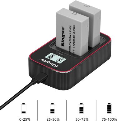 Зарядний пристрій Newmowa з LCD-дисплеєм Dual USB для Canon LP-E8 та камер Canon EOS 550D, 600D, T2i, T3i, T4i, T5i