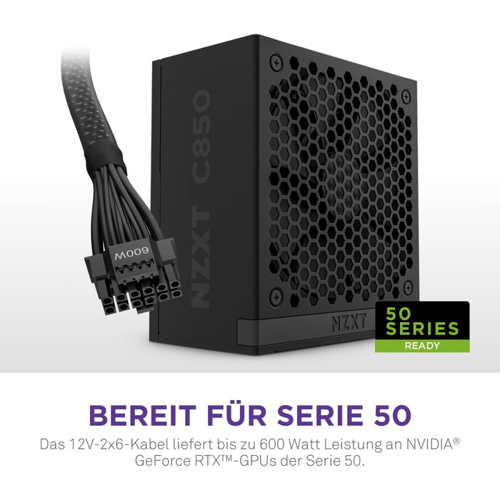 Блок живлення NZXT C850 Gold ATX 3.1, 850 Вт, повністю модульний, 80 Plus Gold, чорний