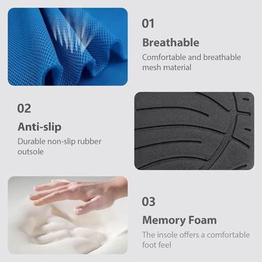 Чоловічі домашні капці з ефектом пам'яті Memory Foam, протиковзкі пантофлі для дому та вулиці, сині (р. 40/41 EU)